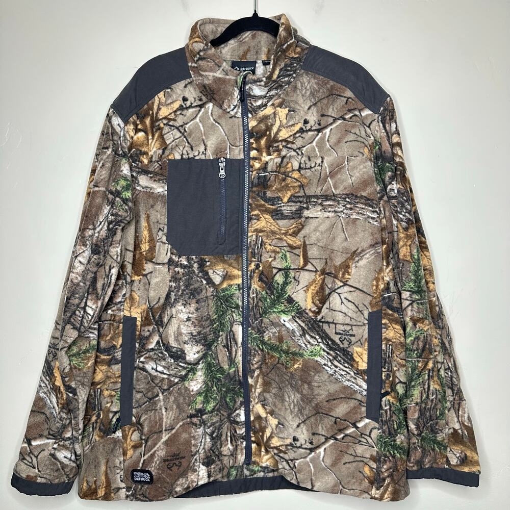 Dri-Duck Quest Camo Fleece Full Zip Jacket Outdoor Hunting Workwear Size 2XL